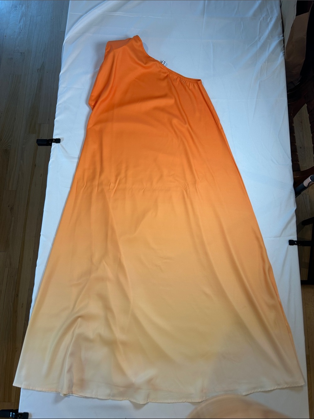 One-Shoulder Orange Ombre Maxi Dress